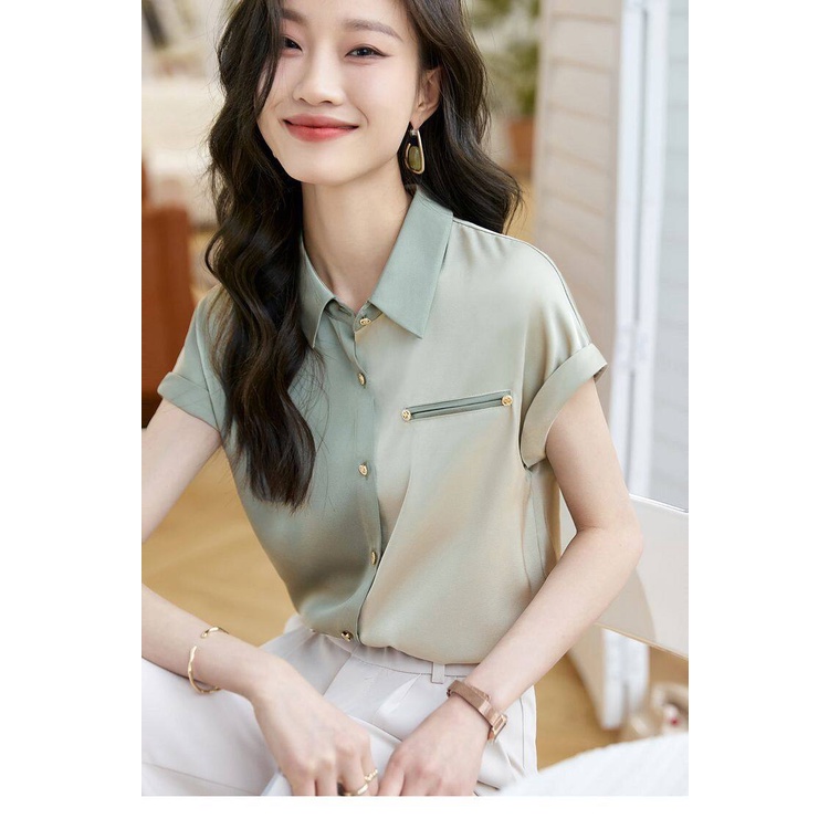 Áo Sơ Mi Tay Ngắn Dáng Rộng Phong Cách Thời Trang Hàn Quốc Dành Cho Nữ