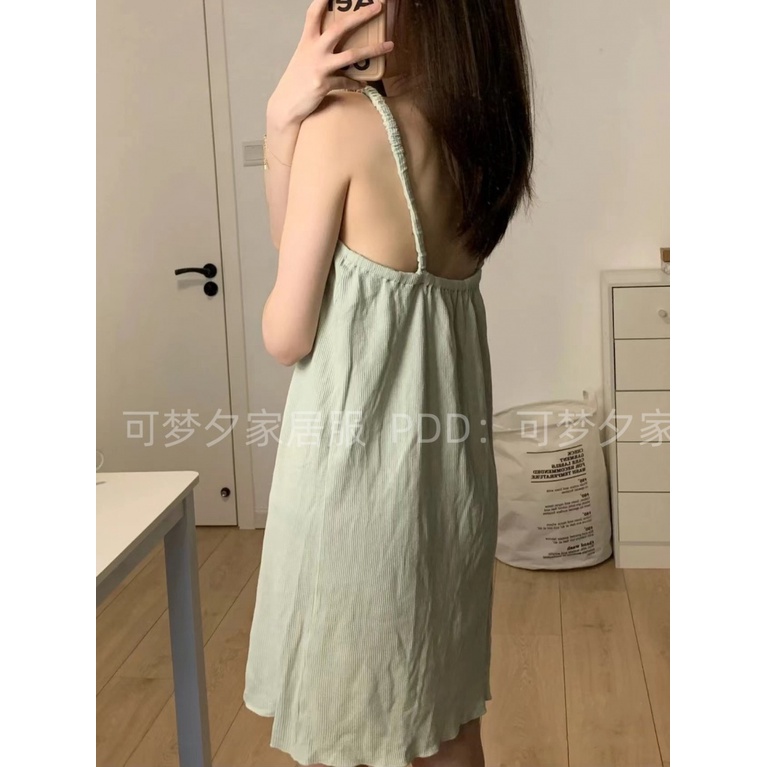 Đồ ngủ Hai Dây Màu Sắc Ngọt Ngào Phong Cách Pháp Thời Trang Mùa Hè Cho Nữ