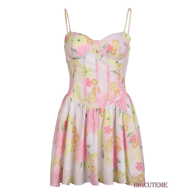 Đầm Hai Dây Hở Lưng In Họa Tiết Hoa Thời Trang Mùa Hè Dành Cho Nữ