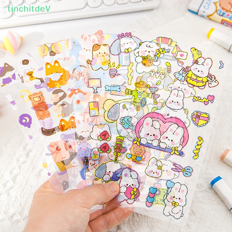 [TinchitdeV] Bộ 5 Miếng Dán PET Hình Động Vật Thỏ Gấu Đáng Yêu DIY Trang Trí Sổ Tay Nhật Ký / Quà Tặng Trường Học [Mới]