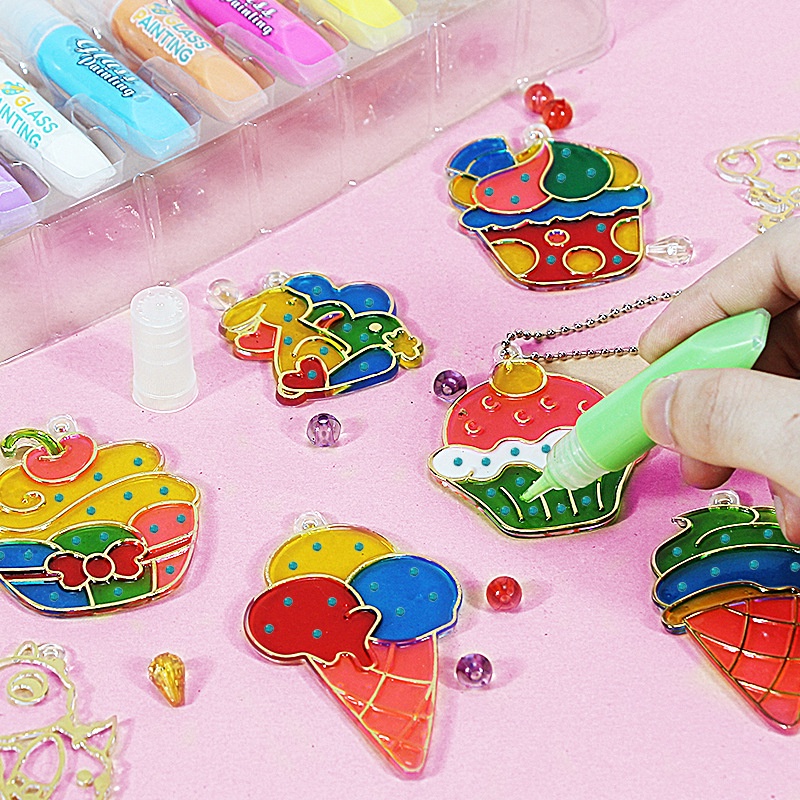 Bộ Màu Vẽ 3D Tạo Sticker Dán Bất Kỳ Nơi Đâu BỘ TRANH VẼ 3D PHÉP THUẬT MẶT DÂY CHUYỀN PHA LÊ TỰ LÀM JO379