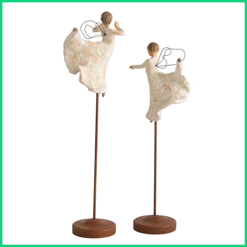 Set 2 Tượng Thiên Thần Manger Bằng Nhựa Resin Để Bàn Trang Trí Giáng Sinh