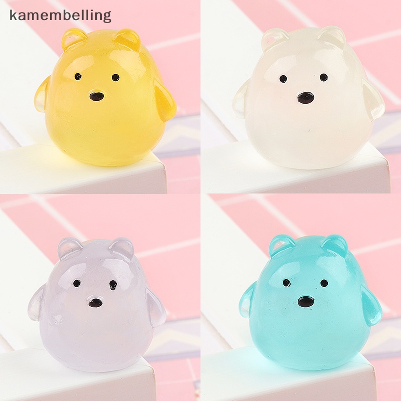 Đồ Chơi Chú Gấu Hoạt Hình Mini Ba Chiều Bằng Nhựa Resin Màu Dạ Quang Trang Trí Móc Khóa DIY