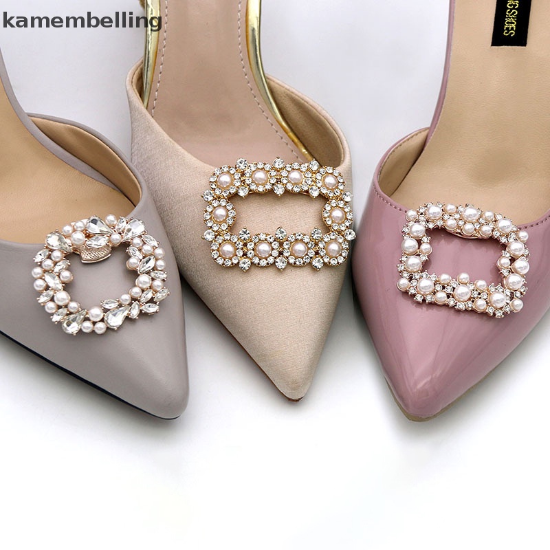 Kẹp Khóa Vuông Đính Đá Lấp Lánh Trang Trí Giày Cao Gót Cho Cô Dâu