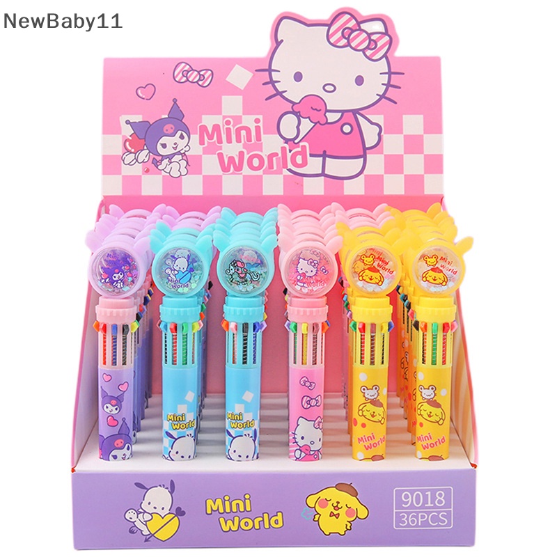 Bút Bi Dạng Nhấn 10 Màu Đa Năng Họa Tiết Hoạt Hình Dễ Thương