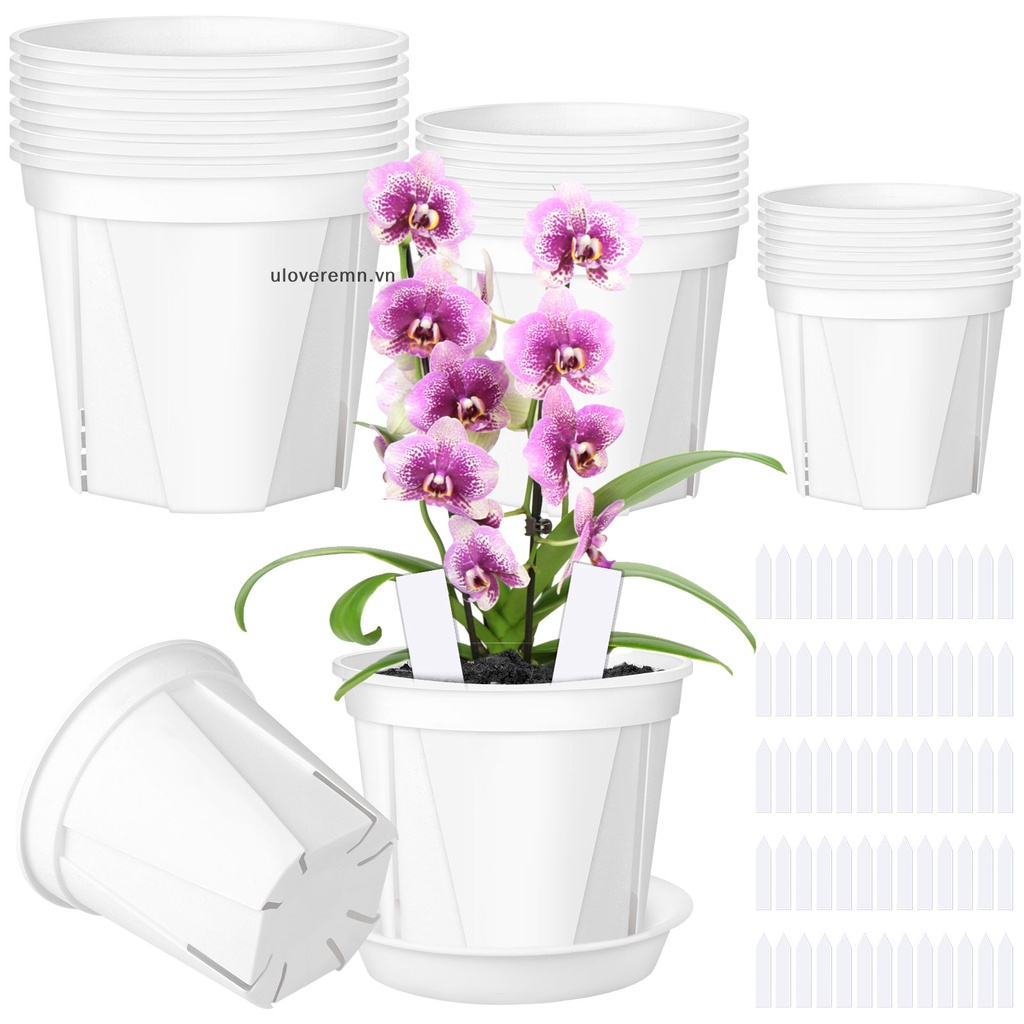 Bộ 36 Chậu Nhựa Trồng Cây Kèm Khay Và 100 Nhãn Dán 3 Kích Cỡ Khác Nhau