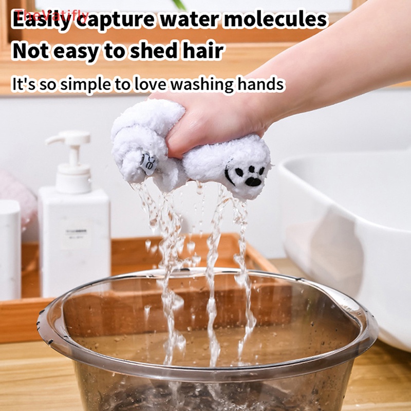 [TheVatifly] Khăn Lau Tay Mềm Mại Thấm Hút Tốt Vải Nhung San Hô Hình Gấu Dễ Thương Lau Chén Dĩa Nhà Tắm