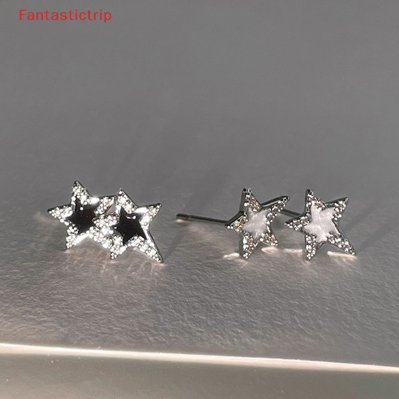 [Fantastictrip] Bông Tai Đinh Tán Thời Trang Hình Ngôi Sao Đính Đá Zircon Phong Cách Punk Gothic Punk Dành Cho Nữ Y2K Mới