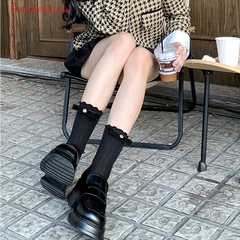 1 Đôi Tất Lưới Cotton Mềm Mại Đính Nơ Thời Trang Xuân Hè Cho Bé Gái