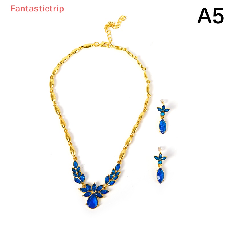 Bộ Vòng cổ + Bông Tai Hình Hoa Pha Lê Bằng Hợp Kim Acrylic Thời Trang Cho Nữ