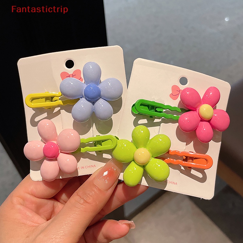 Set 2 Kẹp Tóc Hình Bông Hoa Xinh Xắn Cho Bé Gái Mới