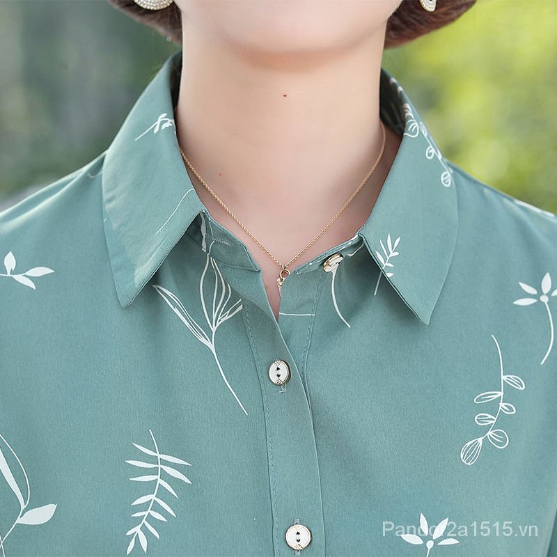 Áo Sơ Mi Chiffon Tay Dài Thời Trang Xuân Hè 2023 Dành Cho Nữ Độ Tuổi Trung Niên 50-40