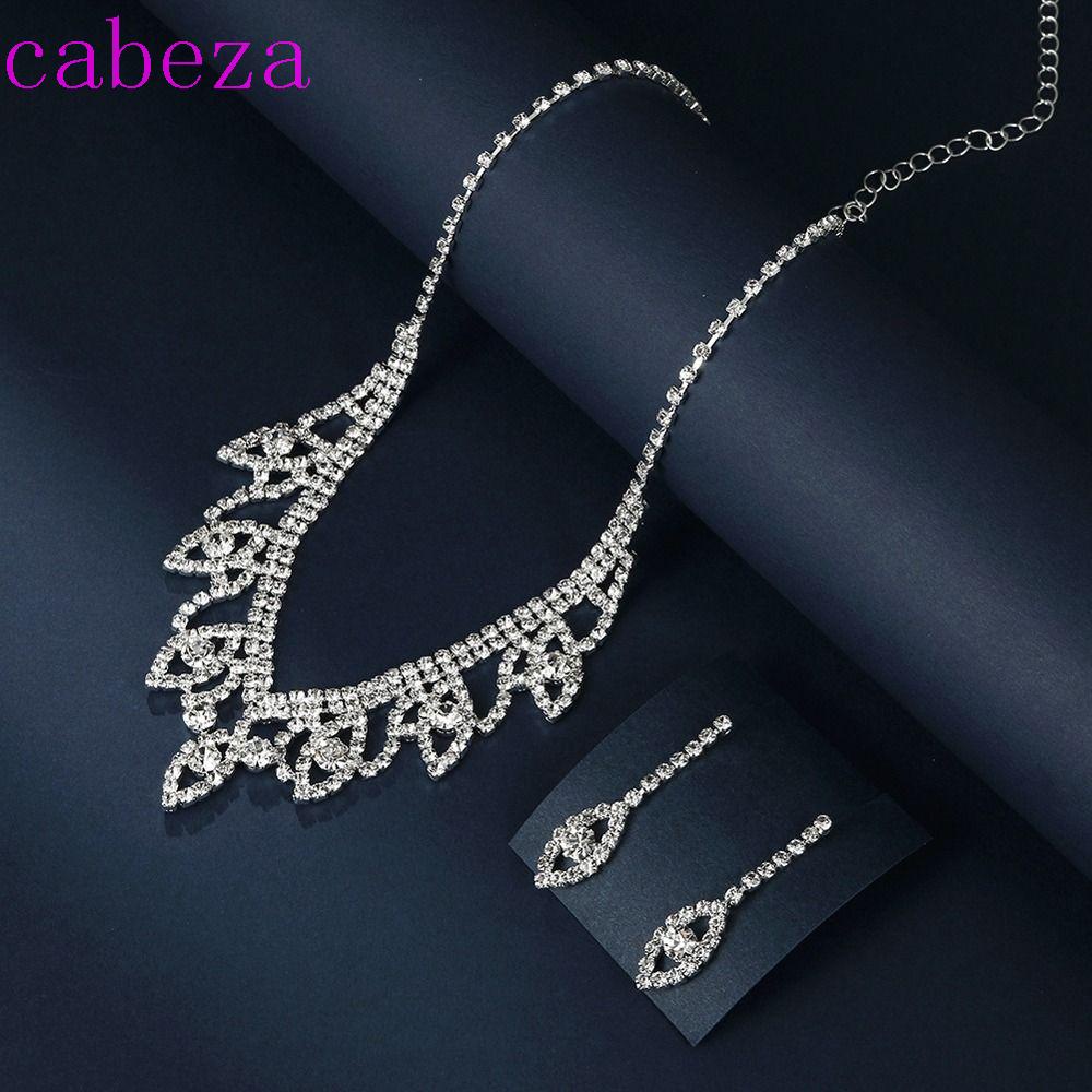 Bộ Trang Sức Cô Dâu Đính Đá Sang Trọng|Khuyên Tai Dáng Dài Phong Cách Hàn Quốc