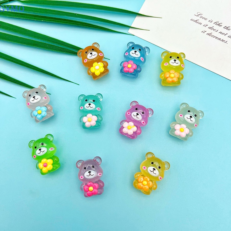 Bộ 2 Chú Gấu Hoạt Hình Bằng Nhựa Phát Sáng Dùng Trang Trí