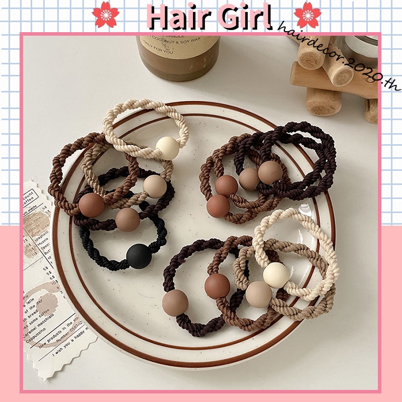 Dây Buộc Tóc Cao Su Co Giãn Màu Cà Phê Mờ Thời Trang Mùa Hè Mới Cho Nữ