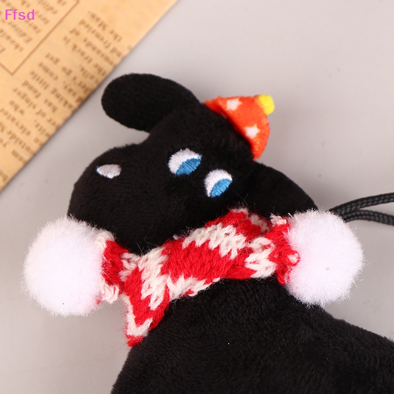 {Ffsd} Móc Khóa Xe Hơi / Ba Lô Hình Chú Chó Đen Nhồi Bông Sáng Tạo DIY