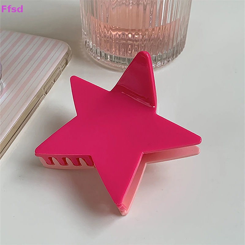 {Ffsd} Kẹp Tóc Acrylic Hình Ngôi Sao Năm Cánh Sáng Bóng Thời Trang Pentagram Y2k