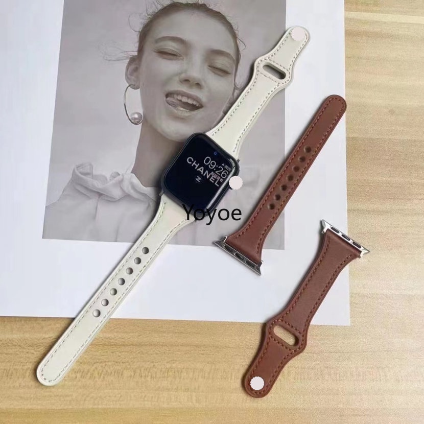 Dây Đeo Bằng Da Kích Thước Nhỏ 45mm 44mm 49mm 41mm 40mm 42mm 38mm Cho iWatch Series 1 2 3 4 5 6 SE 7 8 Ultra