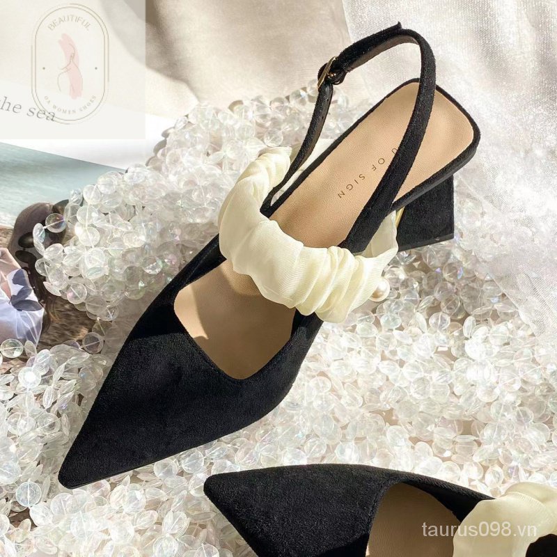 Giày Cao Gót Cài Khóa Siêu Mềm Thoải Mái Thời Trang Mùa Hè 2023 Phong Cách Pháp Cho Nữ