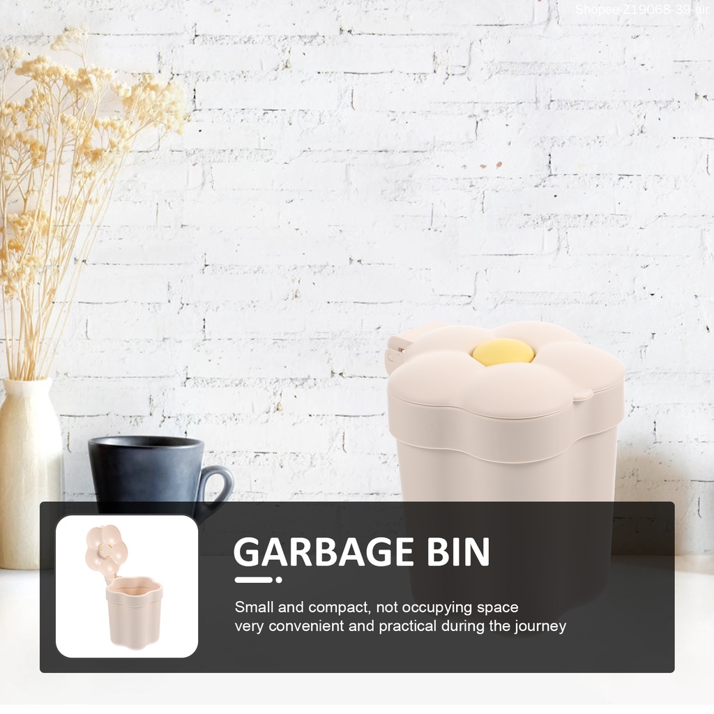 Thùng Rác Mini Có Nắp Chống Bụi Họa Tiết Hoạt Hình Dễ Thương