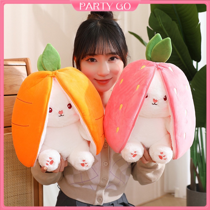 1 Thỏ Nhồi Bông Mềm Mại 18cm Giấu Trò Chơi Thỏ / Cà Rốt / Dâu Tây
