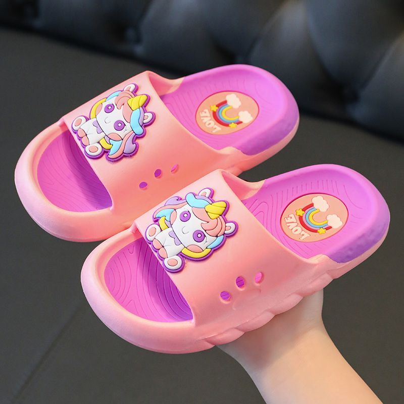Dép Xỏ Ngón Đi Trong Nhà Mềm Mại Chống Trượt Họa Tiết Kỳ Lân Hoạt Hình Thời Trang 2023 Cho Bé