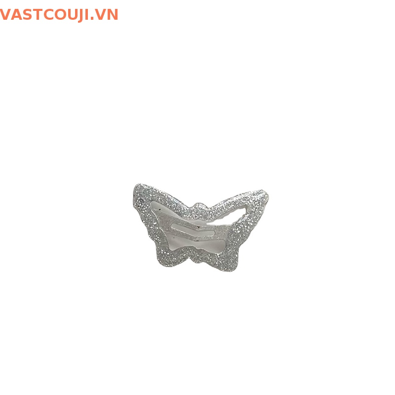 Bộ 2 Kẹp Tóc Kim Loại Màu Bạc Hình Bướm Xinh Xắn Cho Nữ