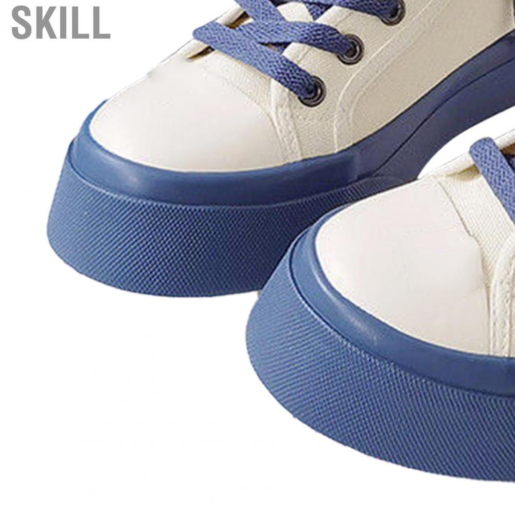 Skill Canvas Shoe  Platform White Blue Round Toe for Date