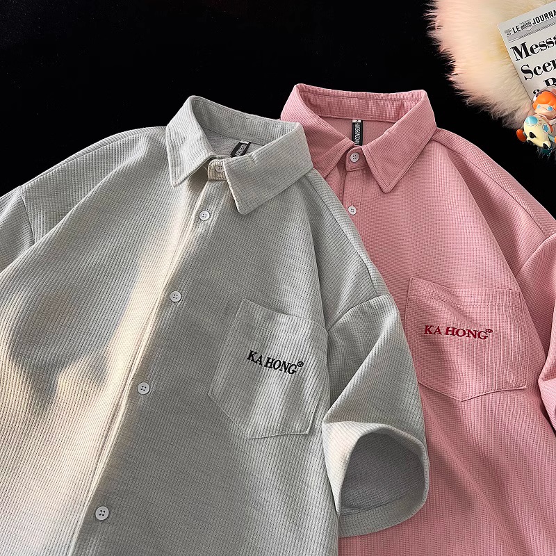 Áo Sơ Mi Tay Ngắn Dáng Rộng Phong Cách Nhật Bản Đơn Giản Thời Trang Cho Nam