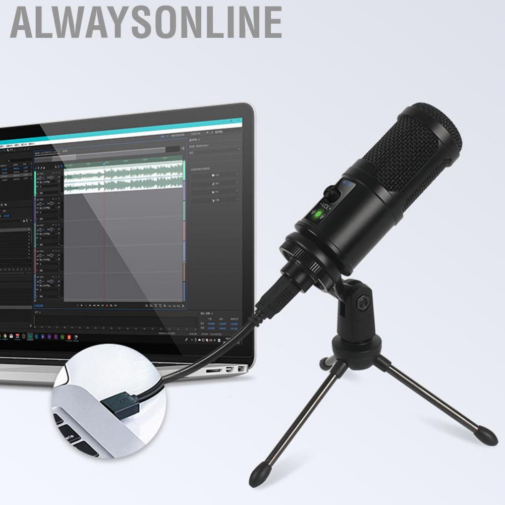 Alwaysonline Condenser Microphone  USB Streaming Podcast Plug and Play for Broadcasting Room