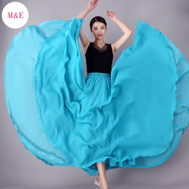 M &amp; E Bán Trực Tiếp Từ Nhà Máy Chân Váy Voan Xòe Khiêu Vũ Dân Gian Lớn 720 Độ Màu Đỏ Phong Cách Trung Hoa Mới 2023