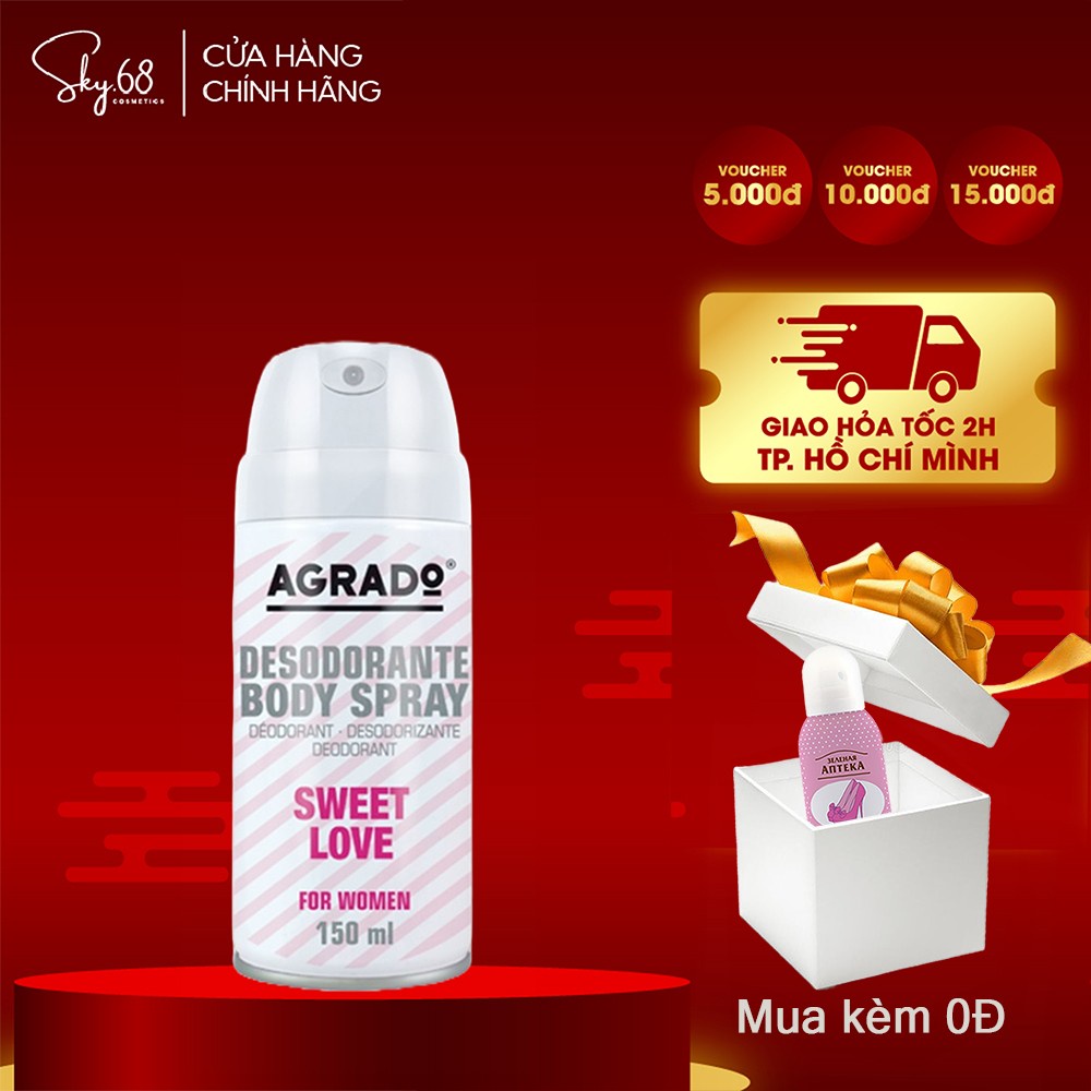 Xịt khử mùi body Agrado hương nước hoa Sweet Love 150ml