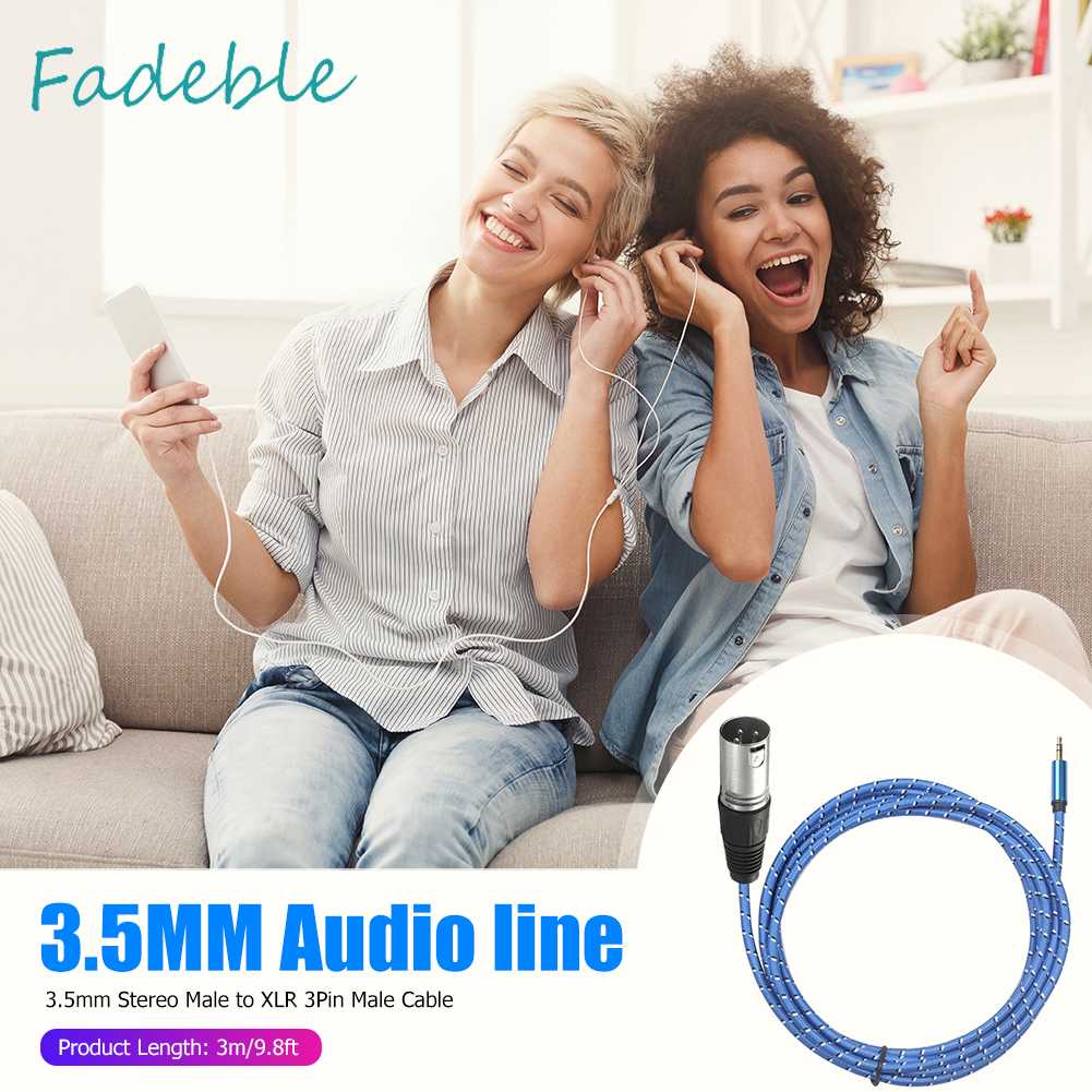 Cáp Âm Thanh Bện Dây Dài 3m / 9.8ft 3.5mm TRS Sang XLR 3Pin