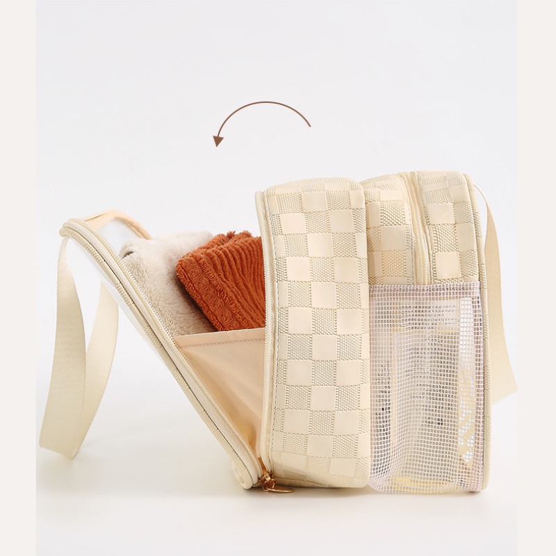 Túi Đựng Đồ Trang Điểm Bằng PU Trong Suốt Hai Lớp Khô Và Ướt Chống Thấm Nước Tiện Dụng Mang Theo Du Lịch