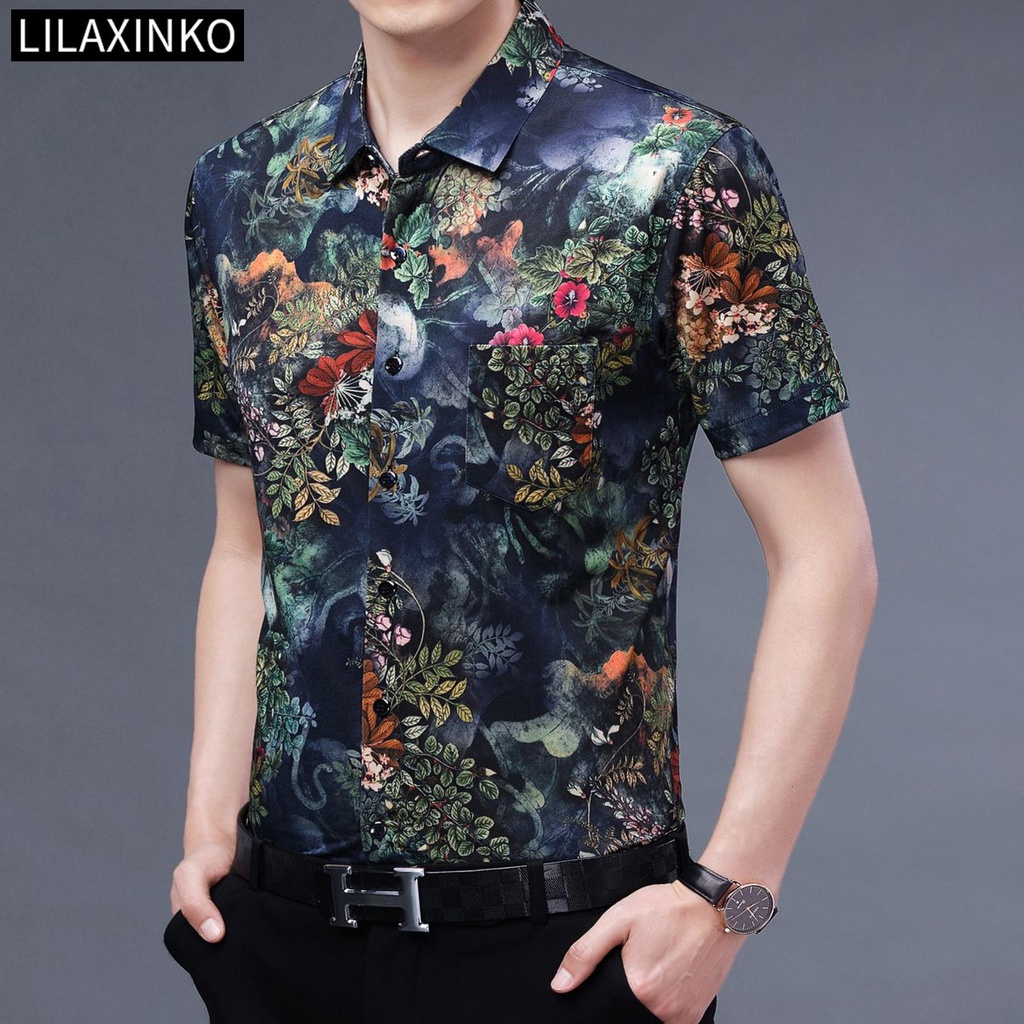Áo Thun Tay Ngắn In Họa Tiết Hoa 2 Màu Thời Trang Chất Lượng Cao Cho Nam