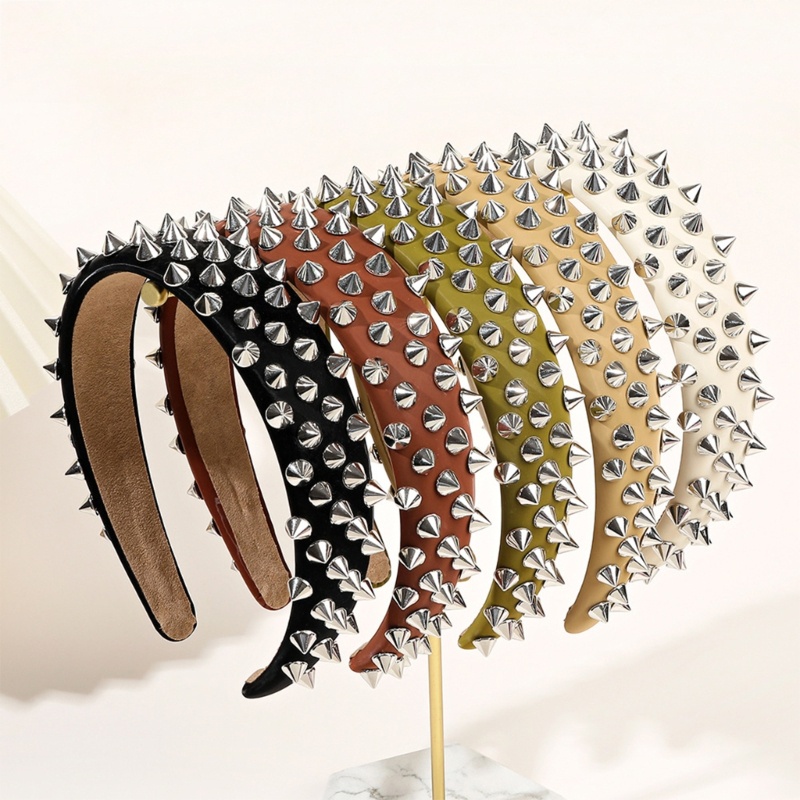 Flgo Băng Đô Trang Điểm Rửa Mặt Co Giãn Thiết Kế Đinh Tán Kim Loại Cho Nữ