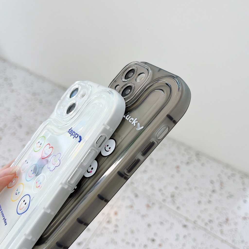 Ốp Điện Thoại TPU Dẻo Trong Suốt Họa Tiết Trái Tim &amp; Mặt Cười Dễ Thương Cho iPhone 14 Plus 13 12 11 Pro Max
