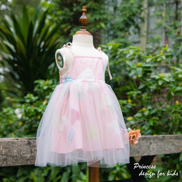 Váy thô lụa 2127 phối ren op kids