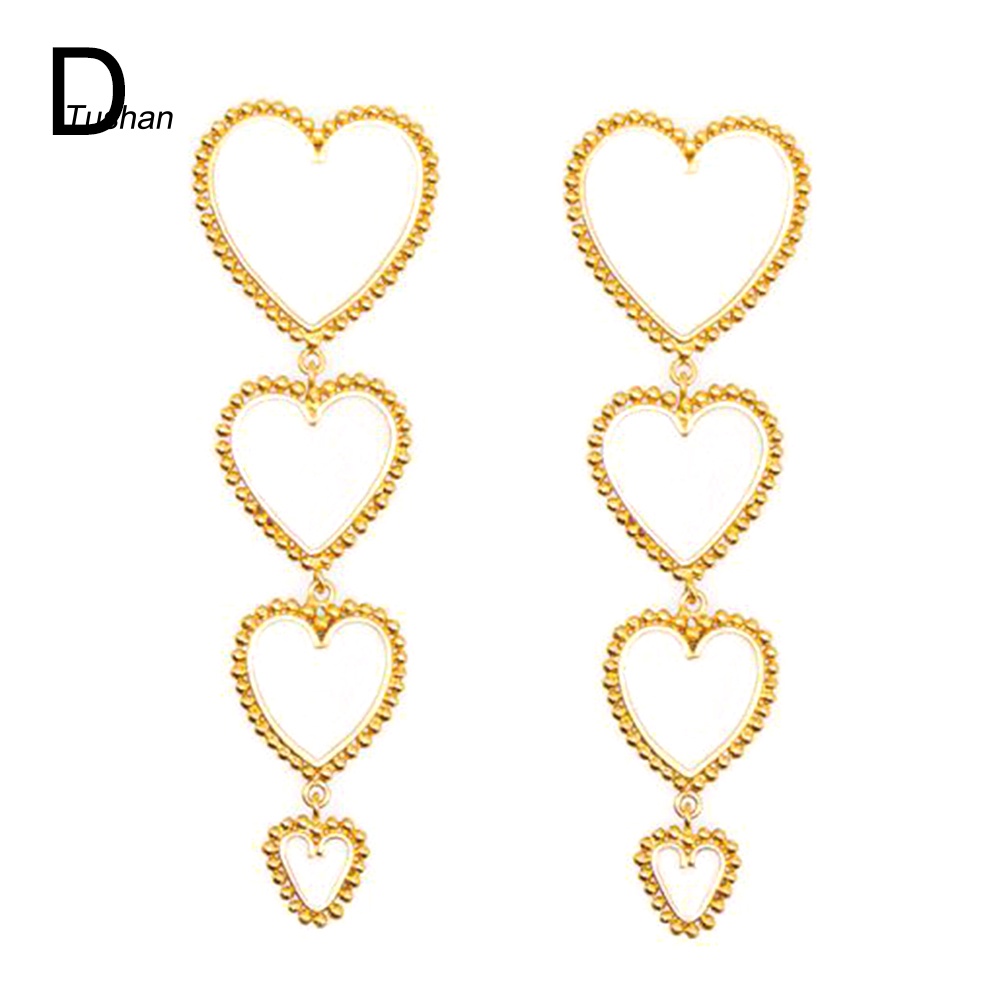 Bông Tai Dáng Dài Hình Trái Tim Nhiều Kiểu Dáng Ngọt Ngào Cho Nữ