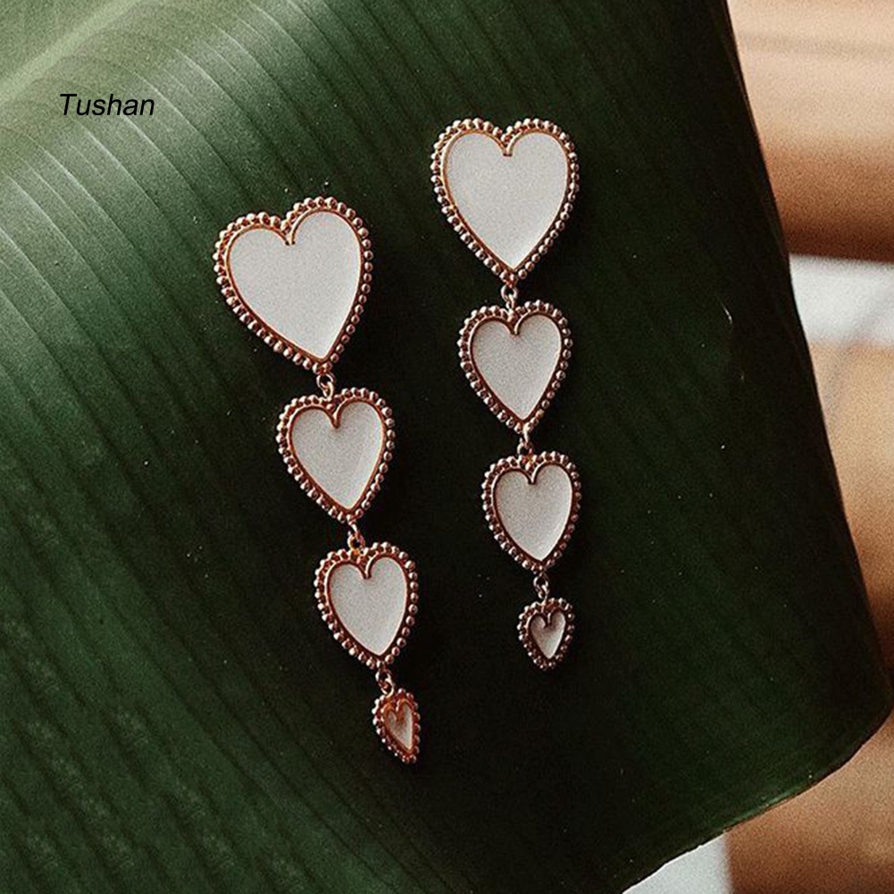 Bông Tai Dáng Dài Hình Trái Tim Nhiều Kiểu Dáng Ngọt Ngào Cho Nữ