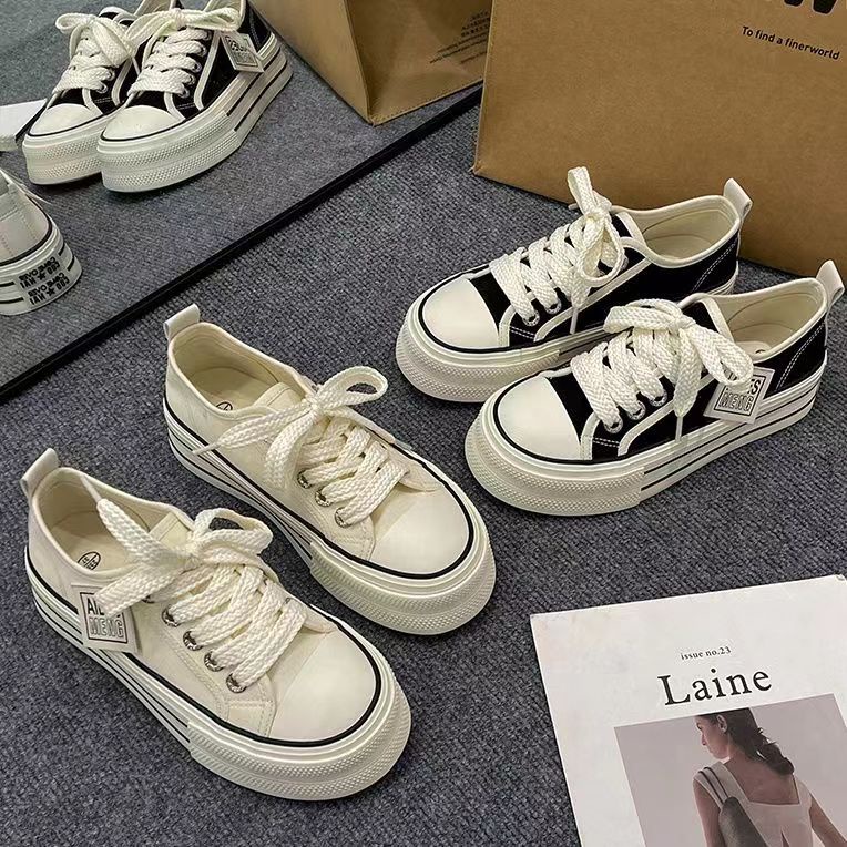 Giày Thể Thao Nữ Đế Dày Tăng Chiều Cao Mũi Tròn Size 35-43