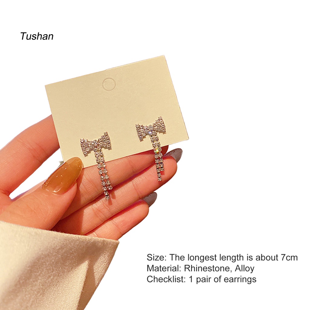 1 Đôi Bông Tai Hình Nơ Đính Ngọc Trai Giả Phong Cách Vintage