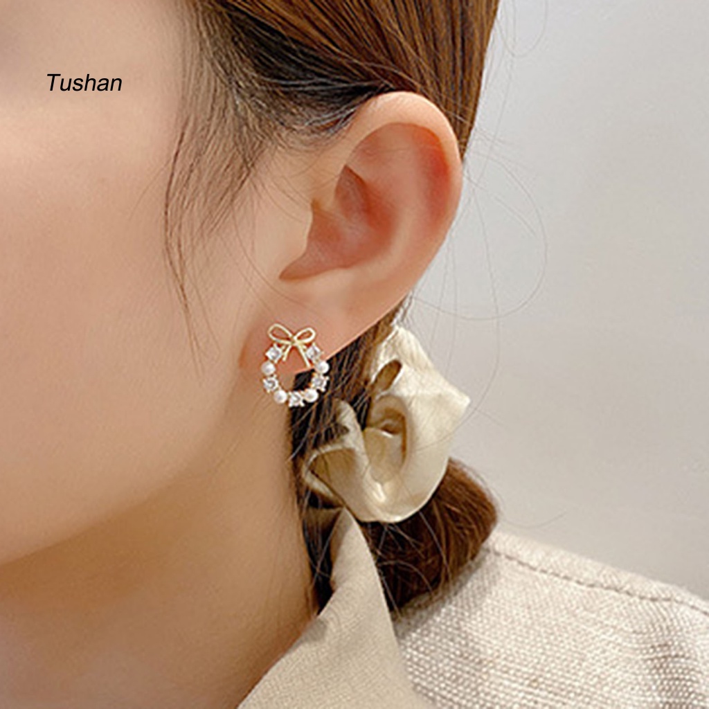 1 Đôi Bông Tai Hình Đám Mây / Trái Tim Đính Đá / Ngọc Trai Giả Thời Trang Dành Cho Nữ