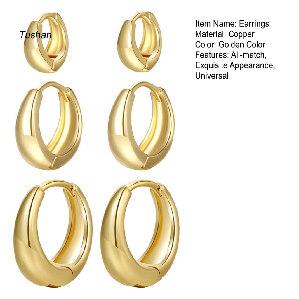 [Ts] Set 3 Đôi Bông Tai Lủng Lẳng Mạ Vàng Đồng Đặc Biệt Dễ Phối Đồ Bắt Mắt Tối Giản Mặc Hàng Ngày