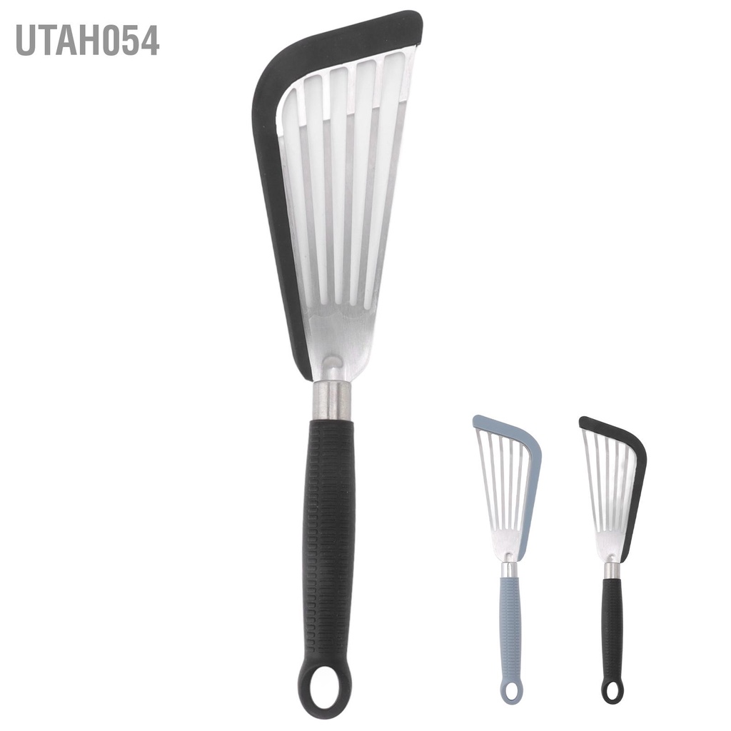 Utah054 Thìa đánh cá bằng silicon có rãnh thép không gỉ phủ chống dính để chiên trứng bò bít tết
