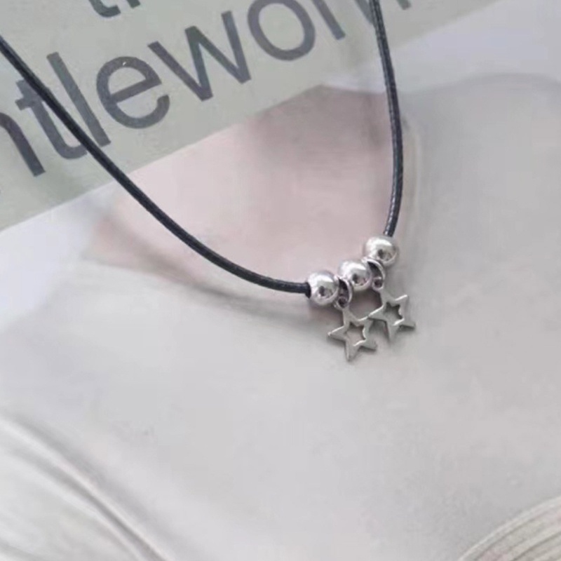 Vòng cổ Choker Da Mặt Ngôi Sao Năm Cánh Bằng Thép