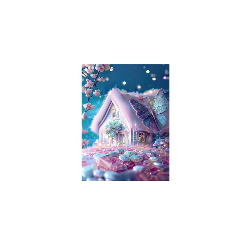 Tranh Đính Đá 5D Tự Làm Hình Lâu Đài Màu Hồng Trang Trí Nhà Cửa Phong Cách Mới