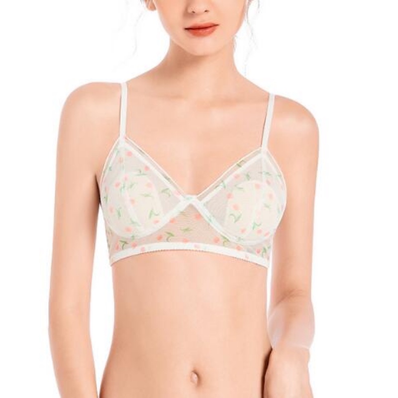 Áo Ngực Lưới Mỏng Không Gọng Dây Đôi Hình Tam Giác Thời Thượng