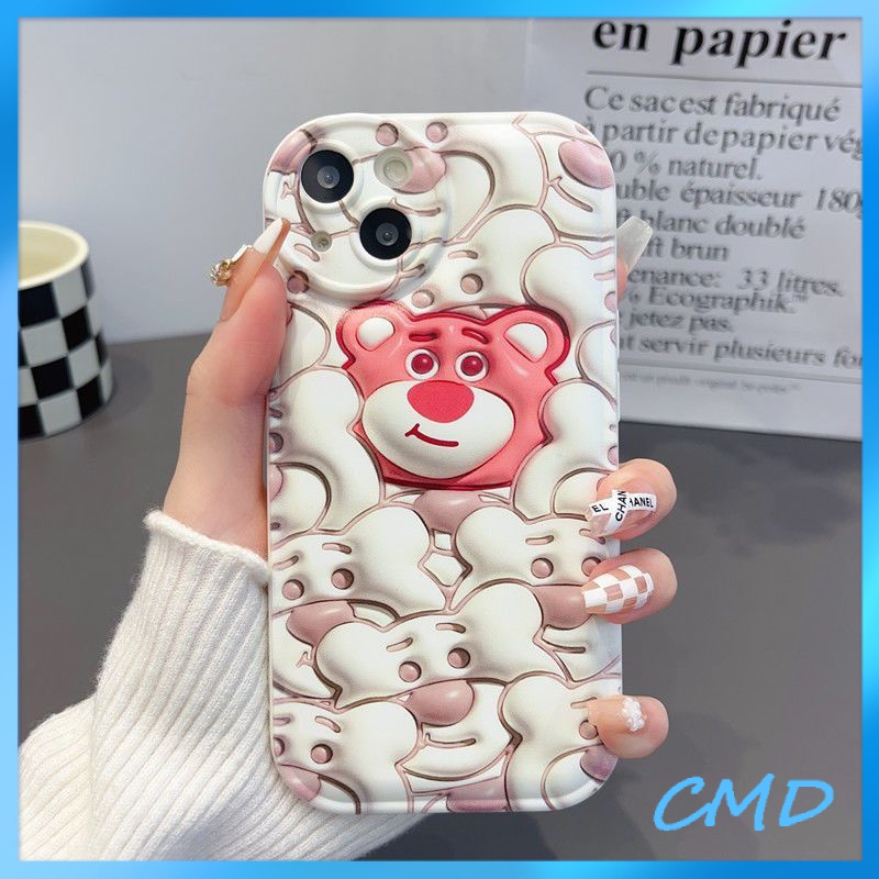 Ốp lưng iphone Điện Thoại Màn hình đầy gấu dâu tây đệm khí 3D thị giác điện thoại di động vỏ mềm silica gel Cho Iphone 6 / 6S / 6splus / se / 7 / 7plus / 8 / 8plus / X / xs / xsmax / 11 / 12 / 13 / 14 / Plus / Pro / Pro Max-5077