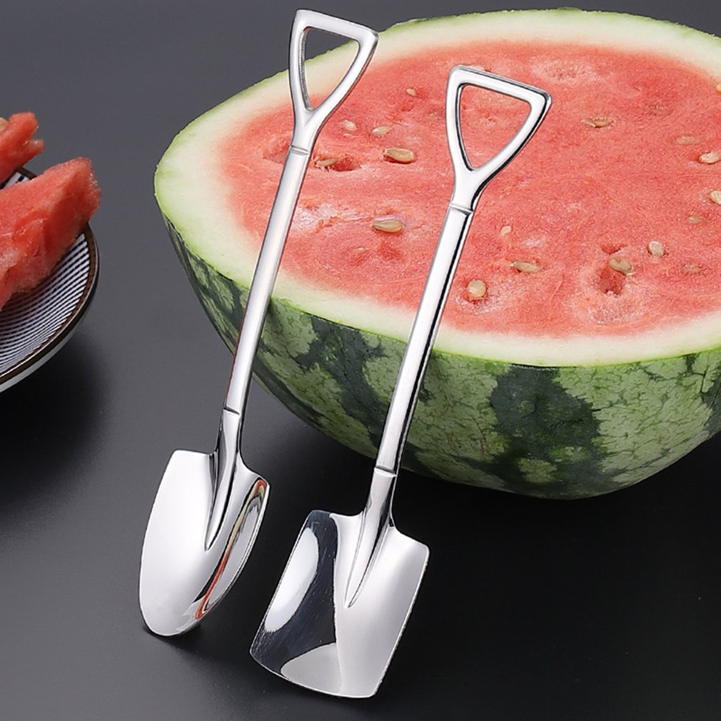=Christmas=Stainless Steel Spoon Long-handled Thickening Food Scoop Watermelon Cake Spoon